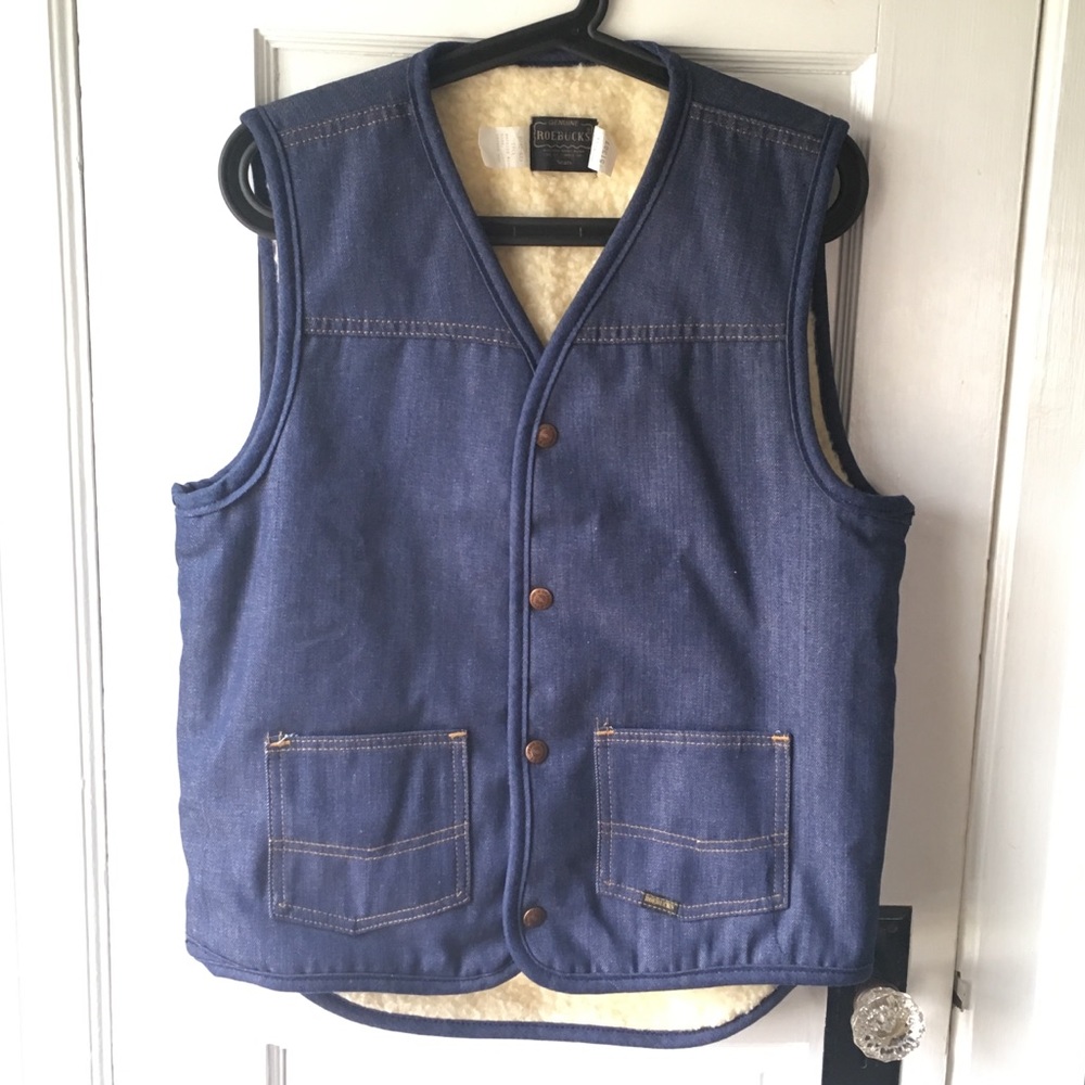 Vintage Sears Roebuck Denim Shearling Vest